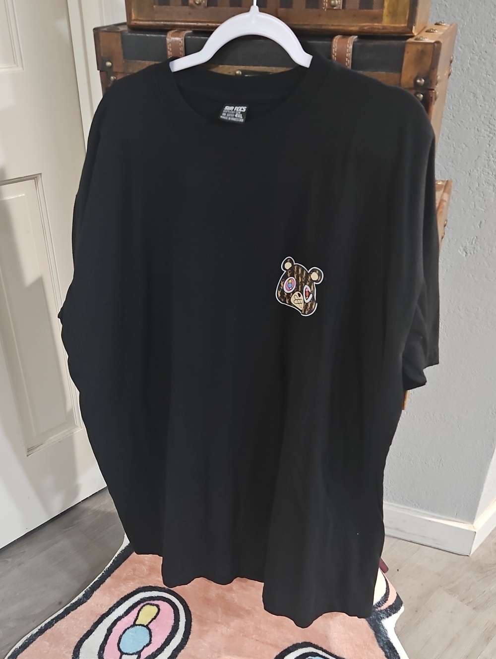 Black Men's Monogram Bear Patch T-Shirt